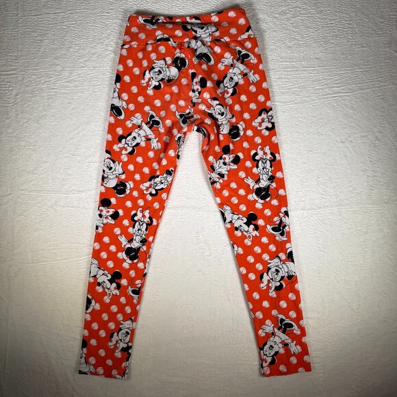 LuLaRoe Disney TC MINNIE MOUSE Citrus Orange POLKA DOT Leggings One Size - Picture 4 of 8